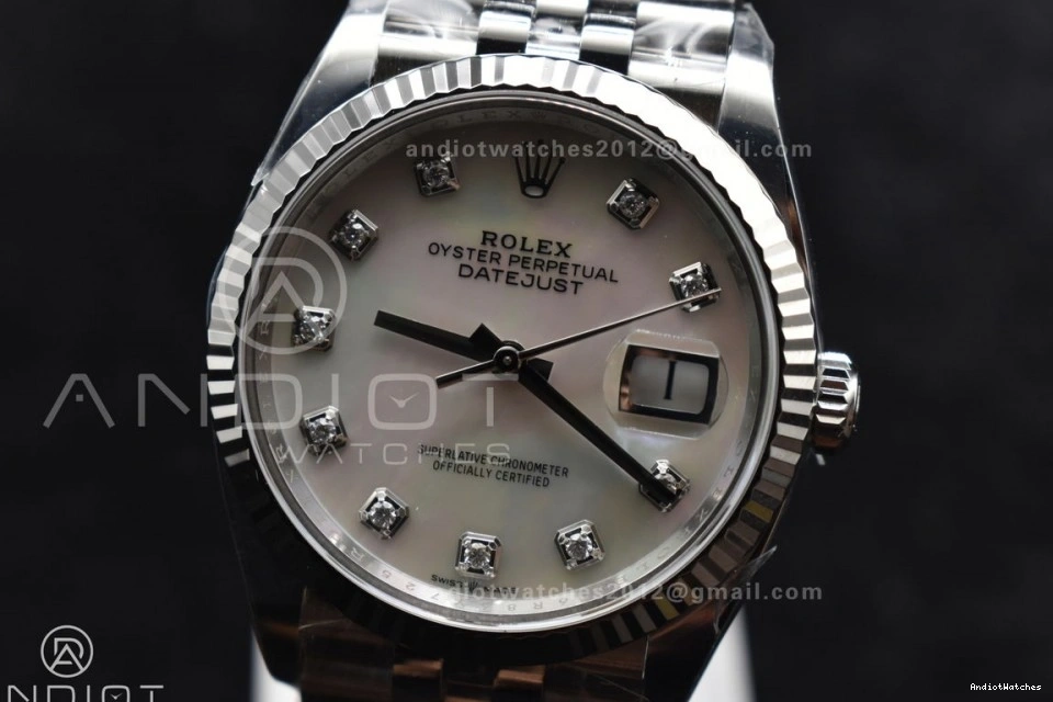 on Dial 1:1 126234 Best DateJust 904L White 36 Jubilee Edition Chic Diamonds Bracelet 570 Steel Clean MOP VR 1008